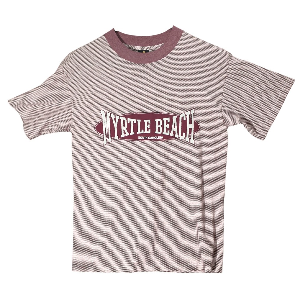 Vintage H.L. Miller Gold Myrtle Beach T Shirt Mens Medium Burgundy Textured USA